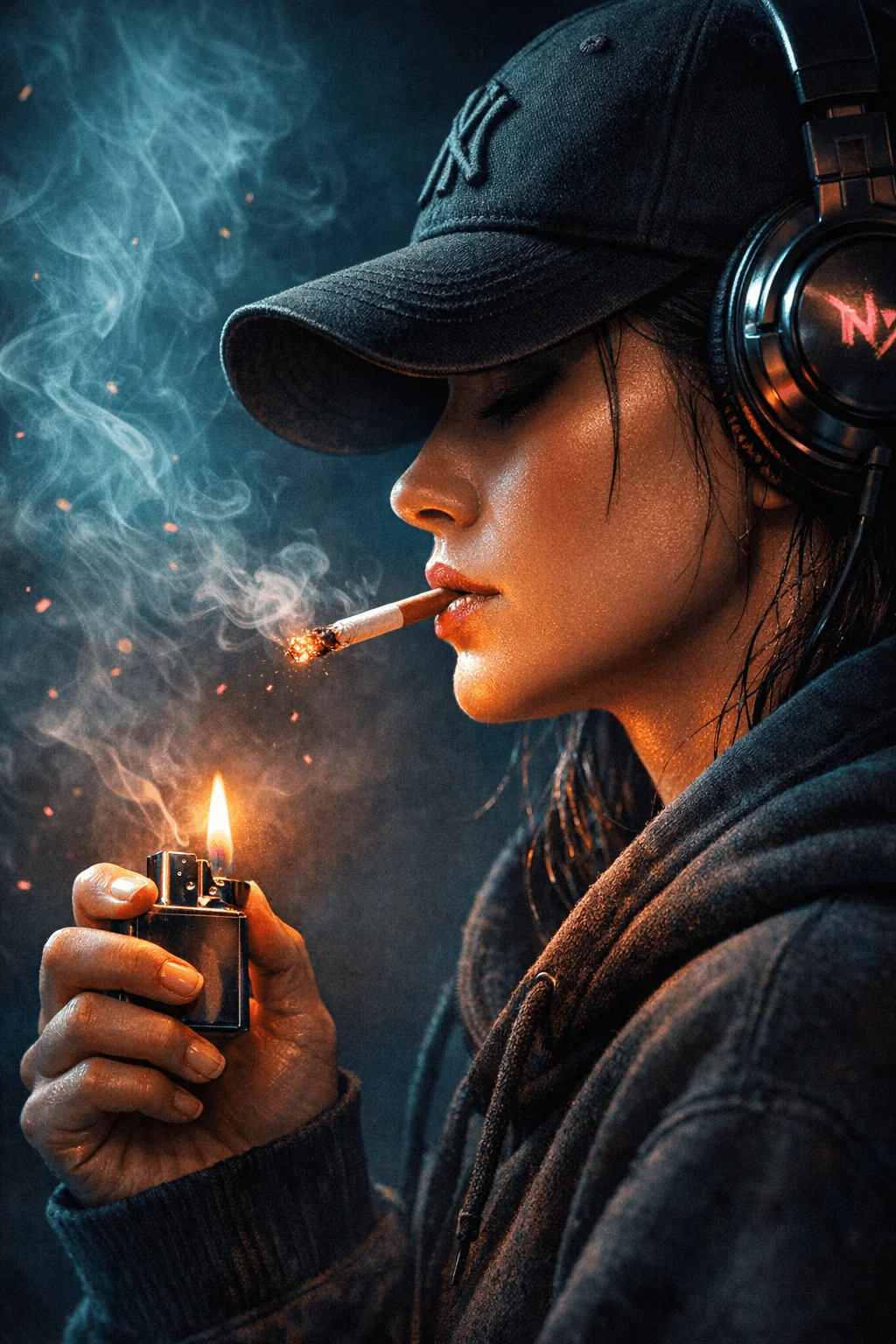 Video Game Style Woman Smoking