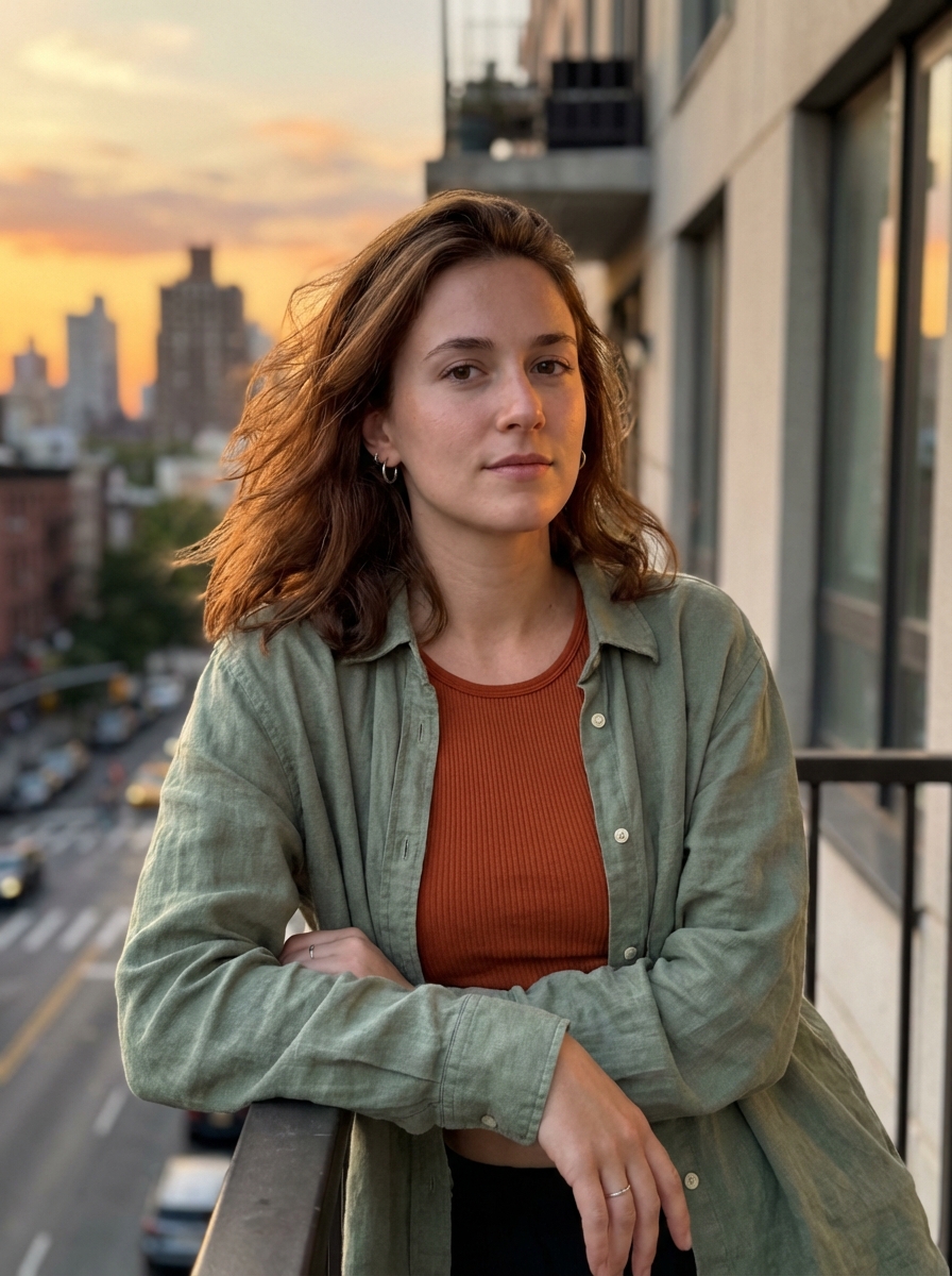 Sunset portrait girl