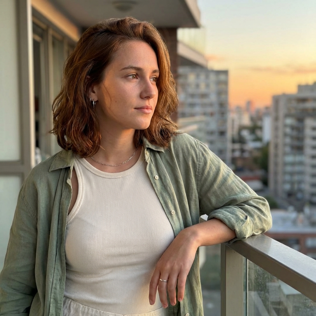 Balcony sunset portrait